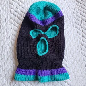 Winter Face Cover Hat Retro Robber Black Teal